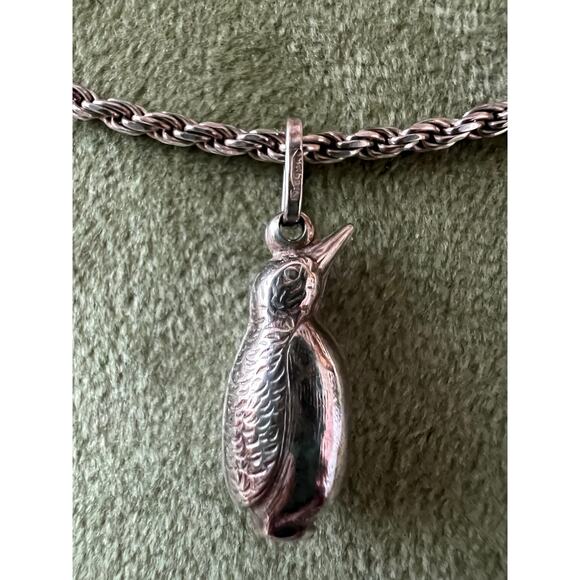 Vintage 7” Sterling Silver Twisted Rope Bracelet with 925 RC Penguin Charm - Picture 1 of 11